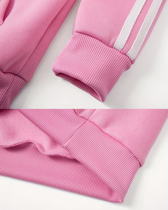 Pink Girls Hoodie Sweatshirt Pullover Long Sleeve Solid Color Casual Wear Winter Fleece Material Polyester/Cotton Eco-Friendly - Product Image 5