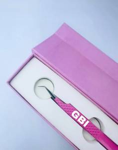 Pince à épiler professionnelle rose clair à 45 degrés pour extensions de cils, antidérapante, en acier inoxydable, pour volume, avec logo personnalisé - Product Image 3