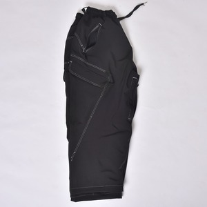 Custom Black Technical Waterproof Windproof <b>Cargo</b> Snow Ski Pants with <b>White</b> Contrast Stitching and Extra-Long Knee Pockets - Product Image 1