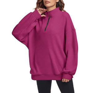 Sudadera con cuello extragrande para mujer, Jogger, media cremallera, Jersey de algodón, Sudadera con capucha, abrigo con parte superior holgada, ropa deportiva, Sudadera con capucha - Product Image 1