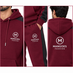 Conjunto Deportivo Ligero con Capucha para Hombre, Color Granate, Manga Larga, 100% Algodón, Estilo Casual, Marca MANGOES FASHION - Product Image 4