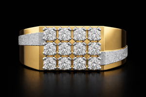 Men’s Lab Grown Diamond <b>Ring</b> | Square Cluster Diamond Gents <b>Ring</b> | Luxury <b>Statement</b> <b>Ring</b> for Men| Daily Use <b>Ring</b> - Product Image 3