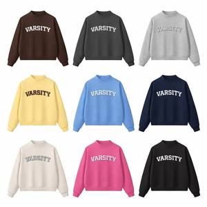 Custom Heavyweight Cotton Mock Neck Sweatshirt Oversized Soft Fleece Pullover Embroidered Crewneck <b>Jumper</b> Unisex Streetwear - Product Image 1