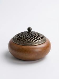 Brûleur d'encens en bois, diffuseur d'aromathérapie en laiton, porte-encens Feng Shui, désodorisant de bureau - Product Image 3