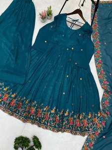 Suministro al por mayor: Vestido de mujer con bordado de lentejuelas en tela texturizada, talla única, con pantalón palazzo y dupatta largo, para inventario de temporada de bodas - Product Image 2