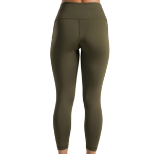 High Waist Olive <b>Green</b> Seamless Yoga <b>Leggings</b> Full Length With Embroidery Logo On Right Leg <b>For</b> <b>Women</b> - Product Image 4