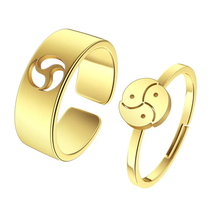 Anillos de Pareja de Lujo Chapados en Oro, Acero Inoxidable, Joyería Elegante y Moderna, Anillos a Juego, Regalo Romántico para Enamorados, Venta al Por Mayor - Product Image 1