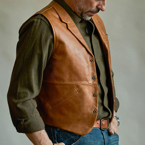 Top Quality <b>Men's</b> Casual <b>Leather</b> <b>Vest</b> for Winter Breathable and Warm with Fabric Material Reasonable Price Low MOQ Formal Style - Product Image 3