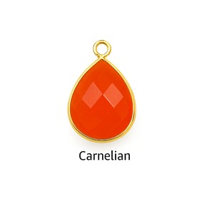 Natural Carnelian Faceted Pear-Shaped Gemstone Pendant 15x20mm <b>Rose</b> Gold Plated Bezel Set Birthstone Charm for Jewelry Making - Product Image 1