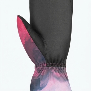 Mitaines de ski d'hiver unisexes personnalisées en polyester thermique isolant avec impression par sublimation rose et noir - Product Image 4
