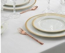 Modern <b>Copper</b> Finish Flatware Set Twisted Handle High Mirror Polish Rust Resistant Metal <b>Utensils</b> Wedding Occasion - Product Image 5