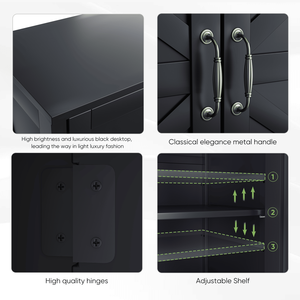 Estante ajustable negro, almacenamiento de granja, aparador de cocina, gabinete de Buffet, acento de puerta de granero para cocina, comedor o entrada - Product Image 5