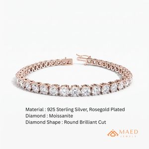 กำไลข้อมือโรสโกลด์ประดับมอสซาไนต์สำหรับผู้หญิง สร้อยข้อมือแบบโซ่และแบบเชื่อมต่อ เครื่องประดับทันสมัยเก๋ไก๋ ของขวัญวันครบรอบแต่งงาน - Product Image 6