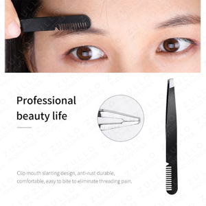 3 Piece Professional Stainless Steel Eyebrow Tools <b>Set</b> Slanted Tweezers <b>Razor</b> Comb Precision Grooming Beauty Kit - Product Image 6