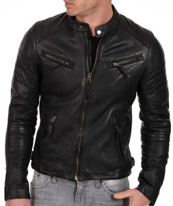 High Quality Coated Black Leather Varsity Jacket for <b>Men</b> Stand Collar Custom Logo Thick Warm Breathable Plus Size Zipper Closure - Product Image 1