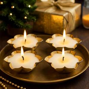 ชามดอกบัวทองคำทำมือสำหรับทำเทียนลอยน้ำและตกแต่งบ้านในเทศกาลต่างๆ - Product Image 4