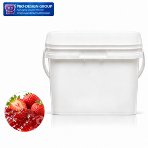 8L Square Food Grade <b>Plastic</b> Pail <b>with</b> <b>Lid</b> for Jam Packaging Fruit Preserve Storage Container <b>with</b> Handle - Product Image 1