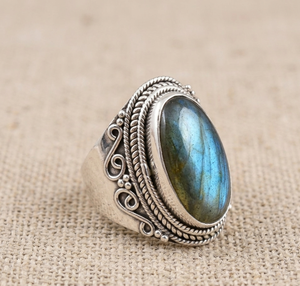 Blue Flash <b>Labradorite</b> <b>Ring</b> 925 Sterling Silver Rose Gold Yellow Gold Plated Handmade Vintage Boho Statement Gemstone <b>Ring</b> Women - Product Image 4