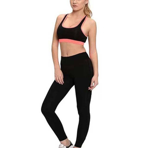 Vêtements de sport respirants en spandex/polyester pour femmes, ensembles de leggings et soutien-gorge de yoga, haute qualité, 2 pièces - Product Image 1