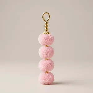 Pink <b>Pom</b> <b>Pom</b> <b>Tassel</b> <b>Garland</b> With Gold Bells Hanging Decor For Indoor Home Staircase Bohemian Style - Product Image 4