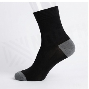 <b>Black</b> Crew <b>Socks</b> Solid Color Breathable Knitted for Adults Casual Wear - Product Image 3