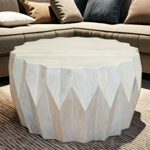 Table basse ronde en finition naturelle en bois de manguier massif 100% meubles de salon - Product Image 3