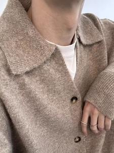 Pull en Coton Tricoté de Luxe pour Homme, Coupe Ample à Manches Longues, Couleur Unie, Boutonné, Idéal pour l'Hiver - Product Image 3