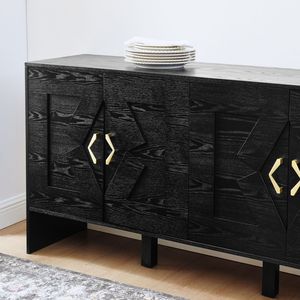 Aparador Moderno de Mediados de Siglo de 60 Pulgadas con Almacenamiento, Patrón Geométrico, Consola para TV - Product Image 6