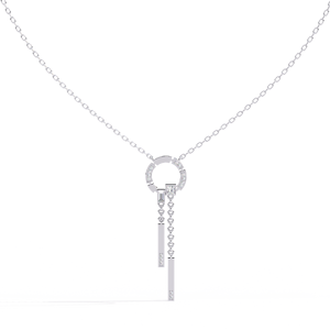 Elegant Geometric Circle Tassel Diamond <b>Necklace</b> in 10k 14K 18k White Gold Luxury <b>Statement</b> Diamond Jewellery Collection - Product Image 1