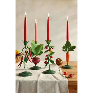 Handmade Metal <b>Vegetable</b> Candle Holder Chili Tomato Beetroot Carrot Taper Candlestick <b>Stand</b> Novelty Dining Table Home DecorStand - Product Image 1