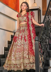 lehenga nupcial, lehenga nupcial con blusa, lehenga de boda, lehenga bordada, vestido de novia de diseñador, ropa nupcial, lehenga - Product Image 1