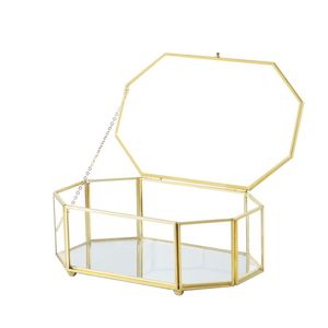 Luxury Gold Brass Glass <b>Box</b> 3 Compartment Jewelry Organizer Decorative Keepsake <b>Box</b> Clear Glass Display <b>Box</b> <b>Wedding</b> <b>Gift</b> <b>Box</b> - Product Image 2