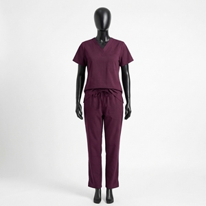 Unisex <b>Nurse</b> Scrub Set Slip on <b>Tunic</b> and Trousers Lightweight Spandex Knitted Fabric Hospital Use - Product Image 2