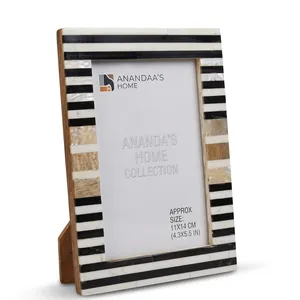 Handmade Resin <b>Photo</b> <b>Frame</b> <b>Black</b> White Gold Mosaic Pattern Vertical Picture <b>Frame</b> Freestanding Home Decor - Product Image 6