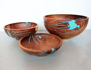 Bol en bois en résine époxy écologique sans BPA, fait main, avec texture rustique et surface brillante pour maisons modernes - Product Image 4