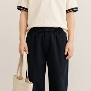 Fashion Korean Style Wide Leg Pants for Boys Khaki Woven Fabric Anti-Pilling Comfortable Children's Trousers - Product Image 5