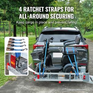 Porte-bagages de remorque en aluminium 48,03'' x 27,87'' avec rampe pliante, panier stabilisateur, extension S 27'', élévation 4'', abaissement 2'' - Product Image 5