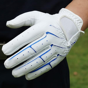 OEM ODM Custom Men Golf Gloves White Genuine Sheepskin Leather Adjustable Wrist <b>Strap</b> Breathable Sport - Product Image 3