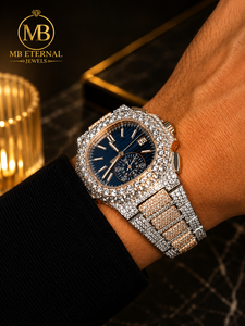 นาฬิกาควอตซ์ทรงสี่เหลี่ยมประดับเพชรหรูหรา MB ETERNAL JEWELS สายสแตนเลสประดับโมอิสซาไนต์ ขนาด 41 มม. ระบบอัตโนมัติ หน้าปัดตัวเลขโรมัน - Product Image 1