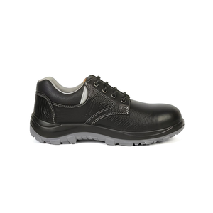 Chaussures de sécurité en cuir noir pour hommes, embout en acier, semelle intermédiaire en Kevlar, semelle en PU, chaussures de travail industrielles - Product Image 4