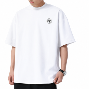 Premium Oversized 100% Cotton <b>White</b> T Shirt Heavyweight Drop Shoulder Crew Neck Custom Logo Streetwear Tee High Quality OEM ODM - Product Image 1
