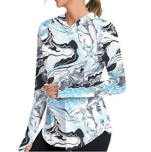 Maillot de pêche blanc à manches longues avec capuche UPF 50 anti-UV, chemise de pêche unie, pull-over pour activités de plein air - Product Image 6