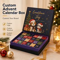 Calendrier de l'Avent personnalisé à 24 tiroirs, boîtes cadeaux rigides, impression intégrale personnalisée du logo, boîte d'emballage pour compte à rebours des fêtes, pour cosmétiques, chocolats