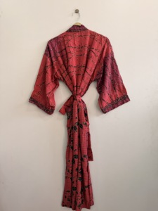 Elegant Crepe Silk <b>Kimono</b> Robe Long Beach <b>Cover</b> <b>Up</b> - Product Image 6