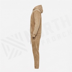 Custom Logo Hoodie Shorts Acid Wash Set Vintage Jogger Sweat Suit Tracksuit Mens Screen Print OEM Activewear Streetwear - Product Image 3