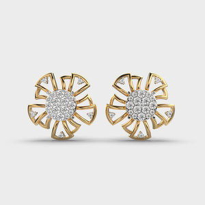 IGI Certified Lab Grown Round Diamond Cluster Stud <b>Earrings</b> 9K Yellow / White / Rose Gold Floral Sunburst Diamond <b>Earrings</b> - Product Image 6
