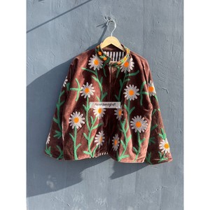 Veste en velours brodée de nouvelle conception, faite à la main, courte, unisexe, avec doublure en coton, style bohème chic - Product Image 1