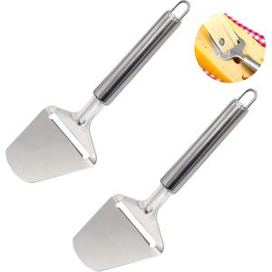 Lot de 2 petits trancheurs à fromage portables en acier inoxydable, éplucheurs et coupe-fromage argentés, outils de cuisine pour couper le beurre en blocs - Product Image 1