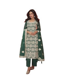 ชุดผ้าไหม Organza ไม่เย็บผ้า Kurti ของนักออกแบบล่าสุดโดย Fab Zone - Product Image 1