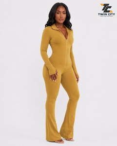 Mono largo de manga larga con cremallera para mujer, sin costuras, elástico, ajustado, para yoga, gimnasio, ropa informal. - Product Image 6
